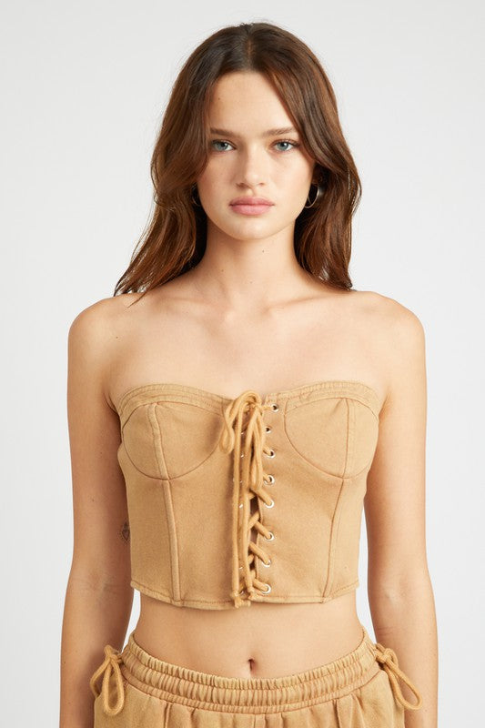 Strapless Bustier Top French Terry