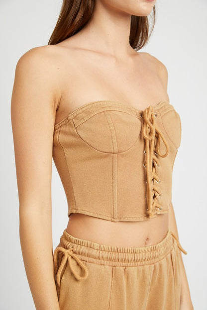 Strapless Bustier Top French Terry