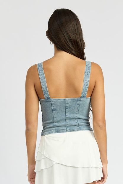 cargo denim corset top