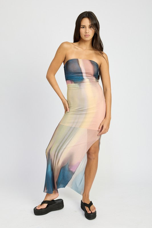 SHIRRED TUBE MAXI DRESS